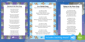 Space Bear Themed Songs and Rhymes Resource Pack - EYFS, Early Years, space, rocket, moon, stars