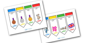 The Olympics London 2012 Bookmarks - bookmarks, Olympics, Olympic Games, sports, Olympic, London, 2012, present, gift, book, reward, achievement, activity, Olympic torch, medal, Olympic Rings, mascots, flame, compete, events, tennis, athlete, swimmin