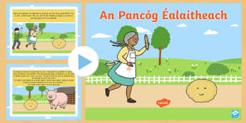 OI The Runaway Pancake as Gaeilge PowerPoint - Pancake Tuesday, Lent, Pancakes, Máirt na hInide, The Runaway Pancake, An Pancóg Éalaitheach, Iri