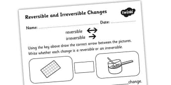 Changing States Reversible Irreversible Changes Activity Sheet - changing state, reversible and irreversible changes, solids liquids and gases, different states