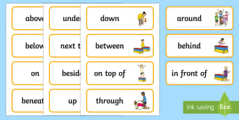 Gymanastic Themed Positional Language Word Cards - EYFS, Early Years planning, adult led, prepositions, prepostition, prepostions, prepostitions, eyfa