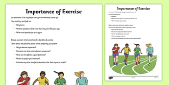 Importance of Exercise Activity Sheet - exercise, health, heart, importance, worksheet