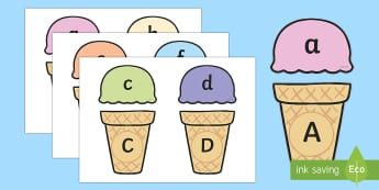 Ice Cream Upper and Lower Case Matching Activity - alphabet, matching, alphabet matching, matching activity, matching game, matching, sorting, sorting game
