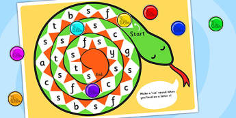 s Sound Production Snake Board Game Letters - s sound, s, sound production, board game, classroom game, letter games, word games, s games, games, letters
