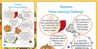 Autumn Home Learning Challenge Sheet Reception FS2 - homework, term 1, early years, activity, games, worksheet, reception