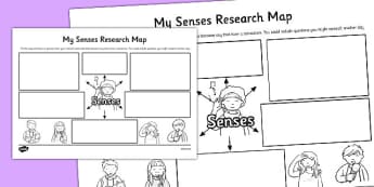 My Senses Research Map Template - senses, research, map, template