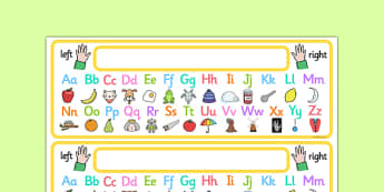 Alphabet Strip with Pictures - alphabet, alphabet strip, alphabet desk strip, alphabet with images, alphabet with pictures, alphabet writing aid, a-z