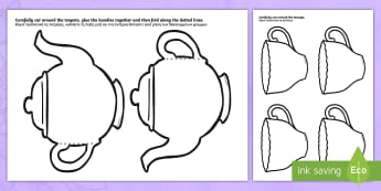 Mother's Day Teapot Craft Cards English/Greek - Mother's Day Card Blank Teapot Card Craft - mothers day, card, blank, teapot, EAL, Greek, greek