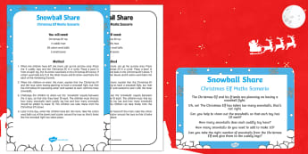 Snowball Share Christmas Elf Maths Scenario