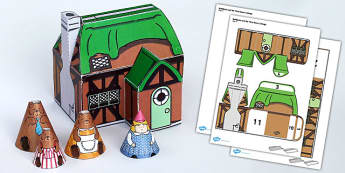 Goldilocks and the Three Bears Cottage Paper Model - traditional, tales