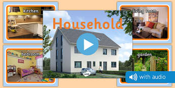 Household Audio Flashcards - household items, photos, images, audio, sounds