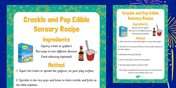 Crackle and Pop Edible Sensory Recipe - crackle, pop, edible, sensory, recipe