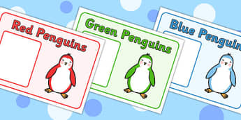 Editable Penguin Themed Group Signs - signs, labels, group sign