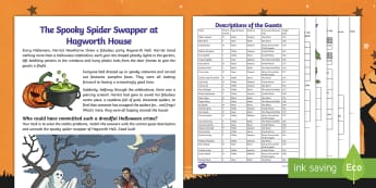 LKS2 The Spooky Spider Swapper at Hagworth Hall Mystery Maths Game - Maths Mysteries, All hallow's Eve, Halloween, problem solving, y3, y4, puzzle, challenge