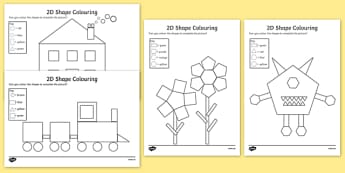Colour by 2D Shapes - colour, 2d shapes, 2d, shapes, colouring, activity