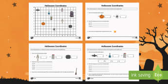 Year 4 Halloween Coordinates Activity - year 4, halloween, coordinates, activity, hallows eve, hallowe'en, samhain