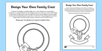 Design Your Own Scottish Clan Crest Activity Sheet - cfe, design, scottish clan, crest, activity, worksheet