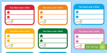 Two Stars and a Wish Comment Labels (Small) - work comment, marking work, work label, book label, comment label, two stars, two stars and a wish, mark work, book mark label