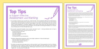 Top Tips to Support Effective Assessment and Marking - nqt, rqt, work life balance, support, progress, record, work, ideas, information, ks1, ks2, 