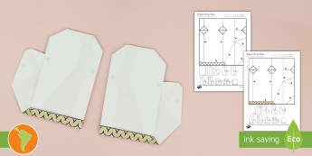 Simple Origami Winter Gloves Christmas Paper Crafts Paper Craft US English/Spanish (Latin) - origami, gloves, christmas, paper craft, mittens, esl