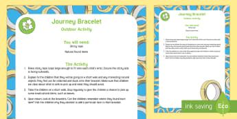 Journey Bracelet Outdoor Activity - EYFS Parks and Gardens, playgrounds, forest school, outdoor learning, outdoor classroom, outside, wo