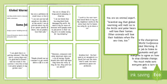 Global Warming Discussion Cards - global warming, global warming cards, global warming discussion prompts, climate change discussion promt cards, ks2