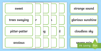 Setting Describing Word Cards - visual aid, writing aid, keywords