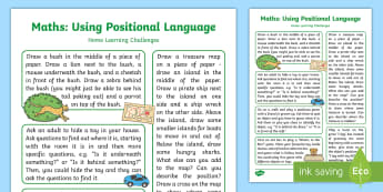 EYFS Uses Positional Language Home Learning Challenges - EYFS Uses Positional Language, 30-50 months, Early Years, EYFS Planning,  SSM, Space Shape Measure, 