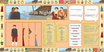 Twelfth Night Display Pack - Twelfth Night, Shakespeare, GCSE English, English Literature, Malvolio, Duke Orsino, drama, Elizabet