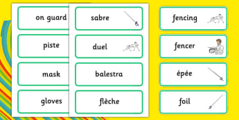 The Olympics Fencing Word Cards - Fencing, Olympics, Olympic Games, sports, Olympic, London, 2012, word card, flashcards, cards, activity, Olympic torch, events, flag, countries, medal, Olympic Rings, mascots, flame, compete
