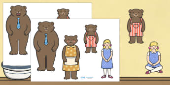 Goldilocks and the Three Bears Stick Puppets - Goldilocks, stick puppet, traditional tales, tale, fairy tale, three bears, porridge, cottage, beds