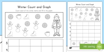 Winter Count and Graph Activity Sheet - winter, count and graph, winter count and graph, winter activity sheet, winter graphing, winter math