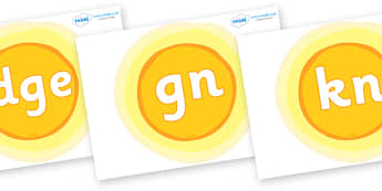 Silent Letters on Suns - Silent Letters, silent letter, letter blend, consonant, consonants, digraph, trigraph, A-Z letters, literacy, alphabet, letters, alternative sounds