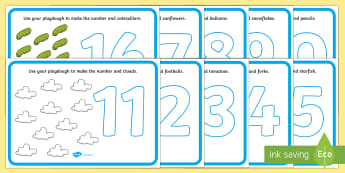 Number Playdough Mats (11-20) - Playdough mat, playdough resources, numeracy, numbers, playdough 