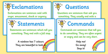 Types of Sentence Prompt Cards - types of sentence, prompt cards, sentence prompt cards, types of sentence cards, types of prompt cards