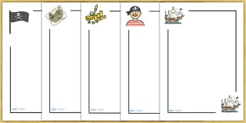 Pirates Page Borders - Page border, border, Pirate, Pirates, Topic, pirate, pirates, treasure, ship, jolly roger, ship, island, ocean