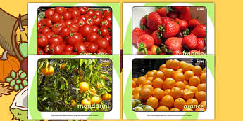 Harvest Fruit and Vegetable Display Photos (Italian) - Display Posters, A4, display, posters, harvest, harvest festival, fruit, apple, pear, orange
