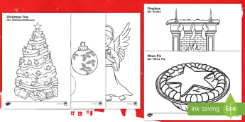 Christmas Colouring Pages English/German - holidays, Advent, EAL, German, English-German,,German-translation