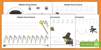 Witches Pencil Control Activity Sheets