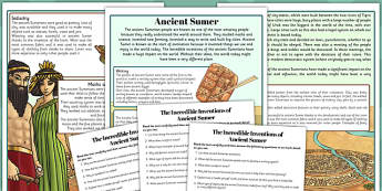 Incredible Inventions of Ancient Sumer Differentiated Reading Comprehension Activity
