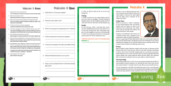 Black History Month:  Malcolm X Differentiated Reading Comprehension Activity