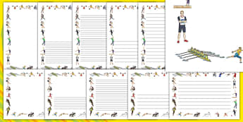 The Olympics Sports Events Page Borders (A4) - Olympics, Olympic Games, sports, Olympic, London, 2012, page border, border, writing aid, writing, A4, activity, Olympic torch, flag, countries, medal, Olympic Rings, mascots, flame, compete, events, ten