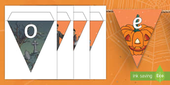 Halloween Display Bunting Gaeilge  - oíche shamhna, october, ócáidí Speisialta, witch, ghost, scary, theme, gaeilge,Irish