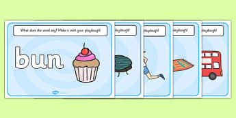 CVC Word Playdough Mats (u) - CVC, CVC word, playdough mat, playdough, three phoneme words, three sound words, consonant vowel consonant, words, three letter words, letters and sounds, DfES letters and sounds