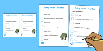 Going Home Checklist Secondary - getting home, checklist, secondary