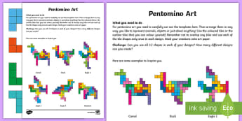 Pentominoes Art Activity - shape, geometry, create, paper, craft, picture, display