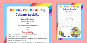 Rainbow Puddle Painting Outdoor Activity - colour, EYFS, art, activity, painting