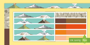 Volcano Display Borders - volcanoes, rocks, igneous, metamorphic, eruption, 