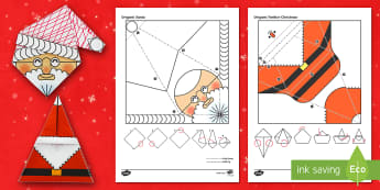 Simple Origami Santa Activity Pack Paper Craft - origami, santa, father christmas, paper craft, xmas, christmas