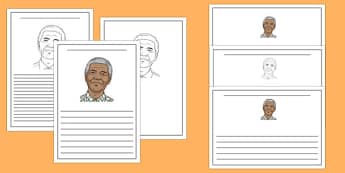 Nelson Mandela Writing Frame - nelson mandela, writing frame, writing template, writing guide, writing aid, line guide, writing guide, themed writing aid